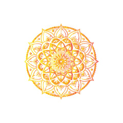 Golden mandala with floral motifs

