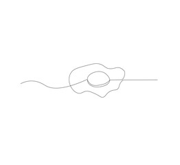 Single continuous line drawing of a sunny side up egg. white background, Modern one line design vector graphic illustration