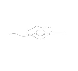 Single continuous line drawing of a sunny side up egg. white background, Modern one line design vector graphic illustration