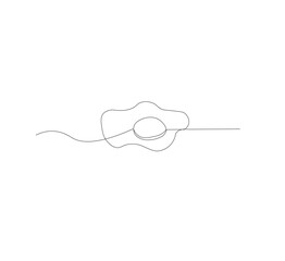 Single continuous line drawing of a sunny side up egg. white background, Modern one line design vector graphic illustration