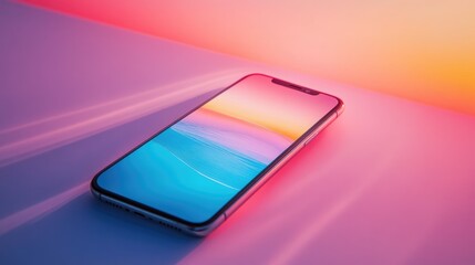 Mobile screen showing carousel posts with captions and reactions icons over a gradient background