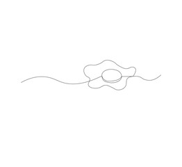 Single continuous line drawing of a sunny side up egg. white background, Modern one line design vector graphic illustration