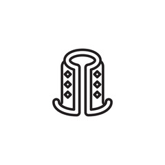 A line art illustration of a decorative collar or gorget, possibly part of historical or ceremonial attire, adorned with diamond shapes.