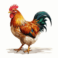 Feathered wash chicken isolated watercolor vector illustration svg 