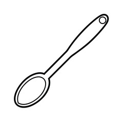 Simple spoon vector illustration kitchenware icon black and white utensil silhouette outline