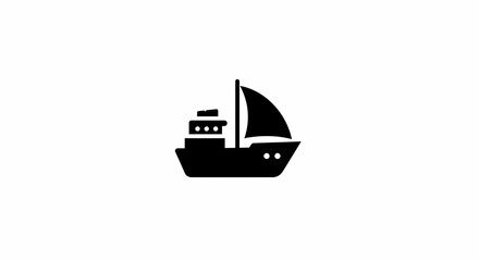 Sailing Boat Icon on White Background for Nautical Themes
