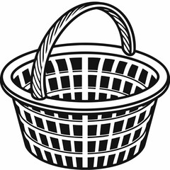 Obraz premium Elegant Black and White Vector Logo Silhouette of a Woven Basket Design Showcasing Craftsmanship and Simplicity Generative AI