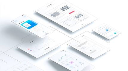 Abstract presentation of multiple digital interfaces and modern design elements