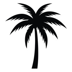 Obraz premium Black palm trees set isolated on white background. Palm silhouettes. Design of palm trees for posters, banners and promotional items. Vector illustration