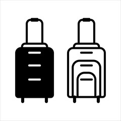 Travel luggage icon set in line and flat style. Travel suitcase, baggage icon symbol on white background for apps and websites. Vector illustration