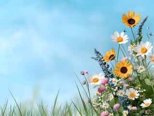 Vibrant wildflowers in a summer meadow