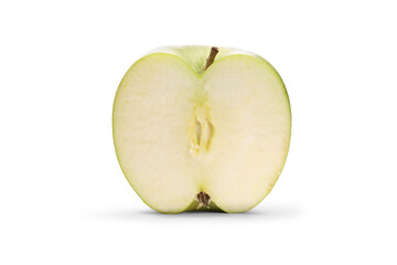 Studio shot of a green apple cut in half