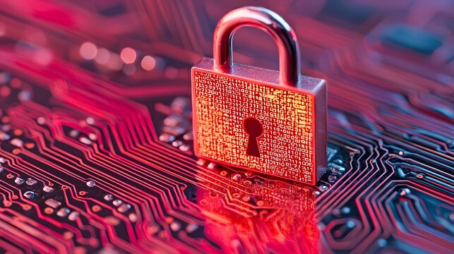 Cybersecurity digital lock protecting sensitive data