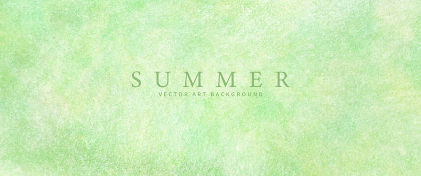 Light green vector watercolor art background with old paper texture for design. Summer grass. Green lawn. Watercolor spring illustration for cards, invitation, flyers, poster, banner.