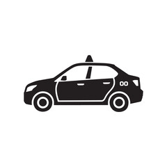 Taxi Car Silhouette, Urban Transportation Vector