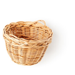 Obraz premium Empty small basket photography isolated on white background. Clipping path. Original shadow.