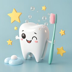 Tooth and Toothbrush Dental Care Illustration