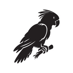 Eclectus Parrot Silhouette - Minimalist Parrot Vector - Black and White Parrot Illustration.