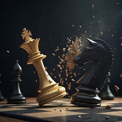 Black chess pieces on a wooden board ready for a strategic game