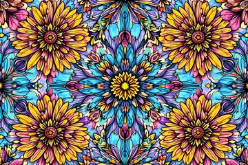 Intricate line art floral design, repeating motif, geometric, botanical