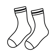 Minimalist line art illustration of striped socks depicting comfort and warmth for winter