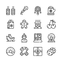Here is a trendy bundle of festive celebration line icons