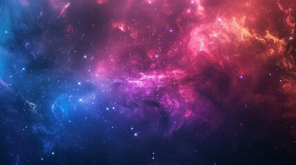 Naklejka premium Glowing Purple Pink Blue Nebula and Stars in Deep Space