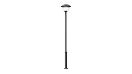 Isolated view of a tall gray street lamp isolated on transparent background
