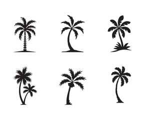 Collection set of palm tree silhouette vector illustration