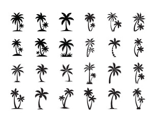 Collection set of palm tree silhouette vector illustration