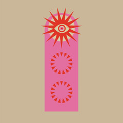 Retro psychedelic eye curve box design element vector