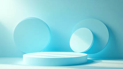 Abstract Light Blue Geometric Display Podium