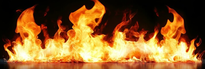 Fiery Flames Against a Dark Background