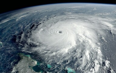 Fototapeta premium Satellite View of a Powerful Hurricane