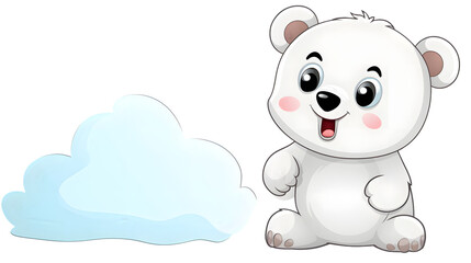 Fototapeta premium Adorable Cartoon Polar Bear Illustration with Speech Bubble for Messages and Communication