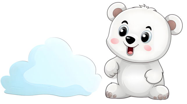 Adorable Cartoon Polar Bear Illustration with Speech Bubble for Messages and Communication - Powered by Adobe