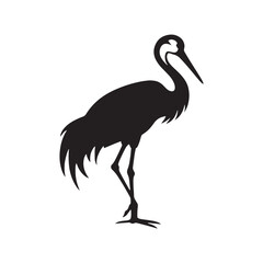 Whooping crane minimal Vector - Whooping crane Illustration of Whooping crane - Minimal Whooping crane Silhouette.
