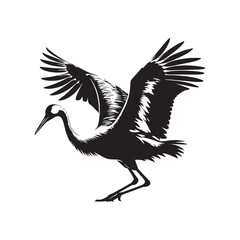 Whooping crane minimal Vector - Whooping crane Illustration of Whooping crane - Minimal Whooping crane Silhouette.