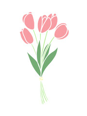 Fototapeta premium hand-painted Simple Tulip Bouquet / pink tulips – spring floral illustration / mother's day illustration
