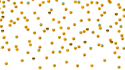 Falling emoji overlay with motion blur effect on transparent background