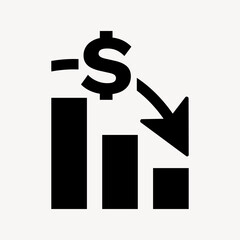 Dollar decrease flat icon vector