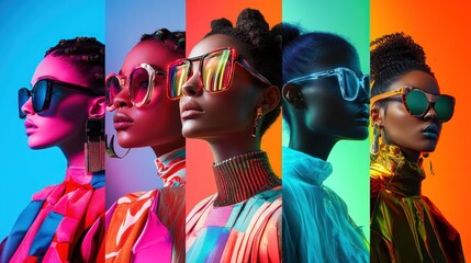 Colorful fashion portrait of diverse women