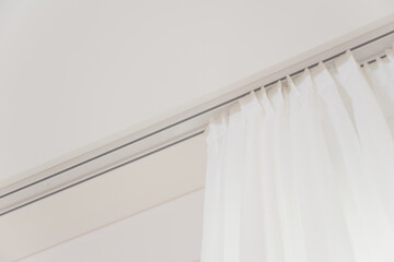 White light gathered tulle on a white cornice