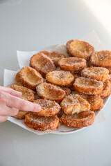homemade torrijas recipe typical spanish dessert during easter with bread and sugar