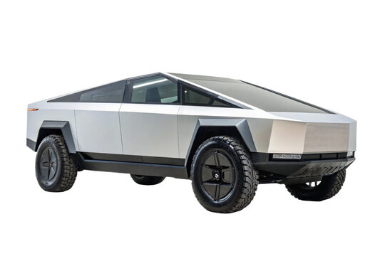 Tesla cybertruck on white background