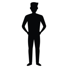 silhouette of adult man on white background.