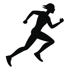 Black vector silhouettes of running men and women illustrate the sport of fitness. Running men vector set of isolated silhouettes.