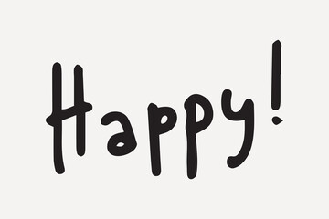 Playful handwritten text 'Happy!', element vector
