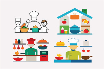 Obraz premium new cartoon of cooking food at kitchen-