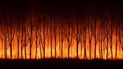 Silhouetted forest at sunset